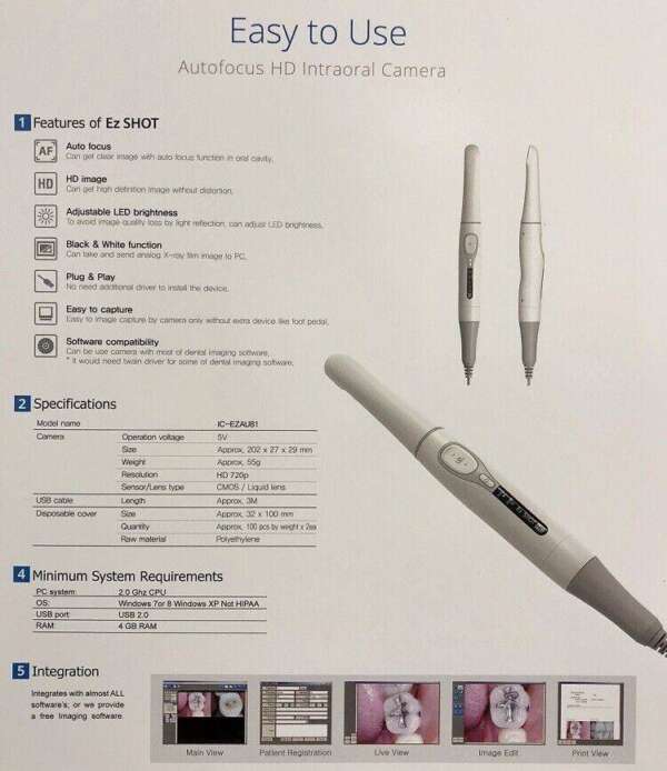 EZ Shot HD - Wired Intraoral Camera - Good Doctors