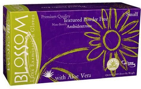 Latex Exam Gloves Powder Free with Aloe Vera - Blossom