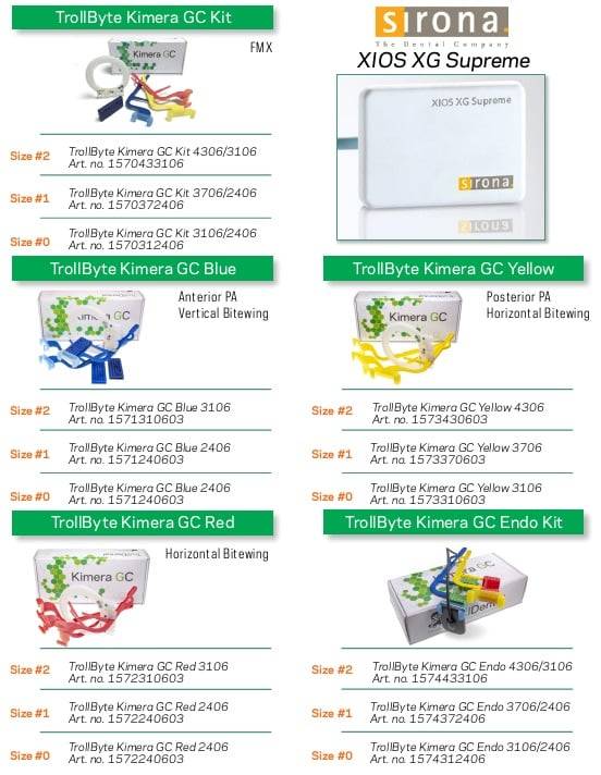 TrollByte Sirona Xios XG Supreme Sensor Holders